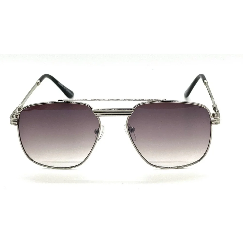 Men Sunglasses Fashion Silver Frame‎ Black Lens Sun UV Protection Driving Lentes